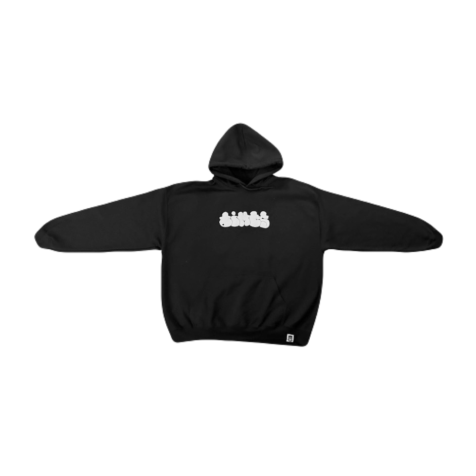 'dimps' UV Color Changing Puff Print Hoodie Black