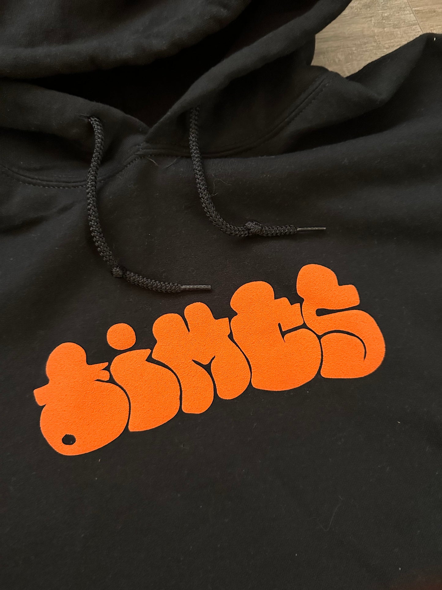 'dimps' Puff Print Hoodie Black/ Orange