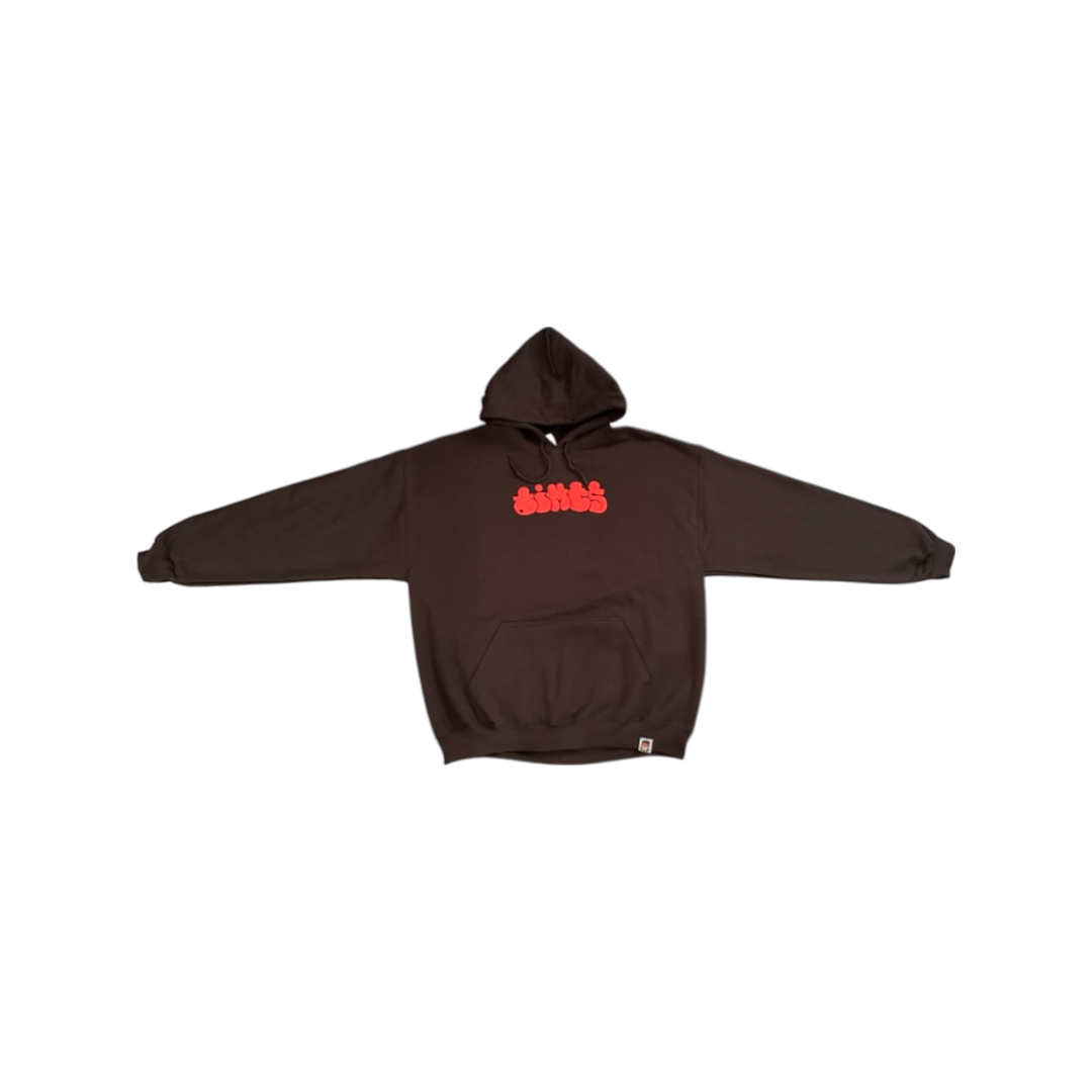 'dimps' Puff Print Hoodie Brown/ Red