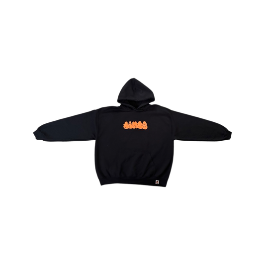 'dimps' Puff Print Hoodie Black/ Orange